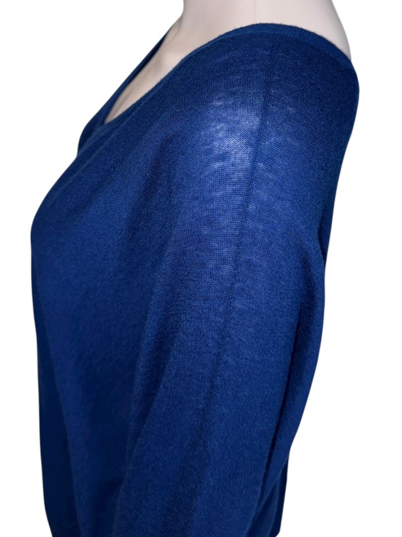 Magaschoni Royal Blue Lightweight V-Neck Knit Sweater – Size Large