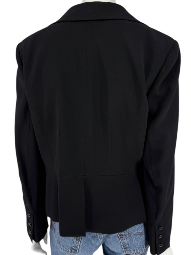 Chanel Black Wool Chain-Closure Tailored Jacket – Size 46