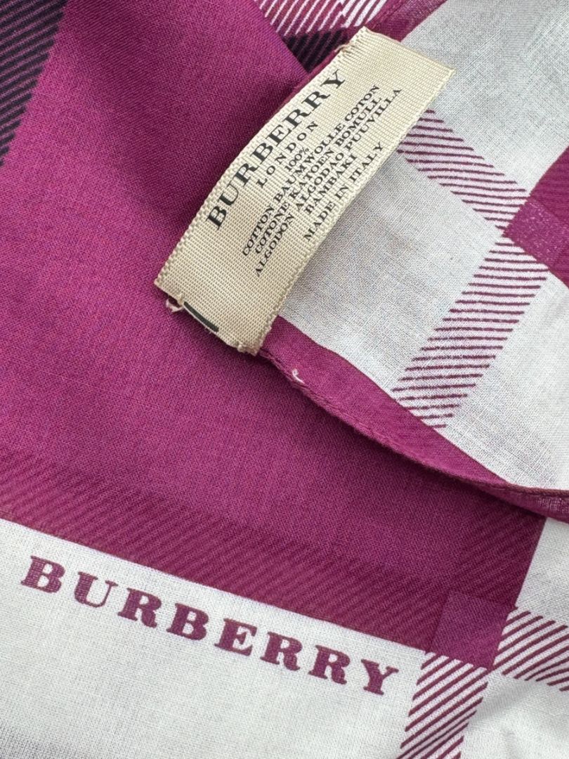 Burberry Pink Check Cotton Square Scarf - 27" x 27"