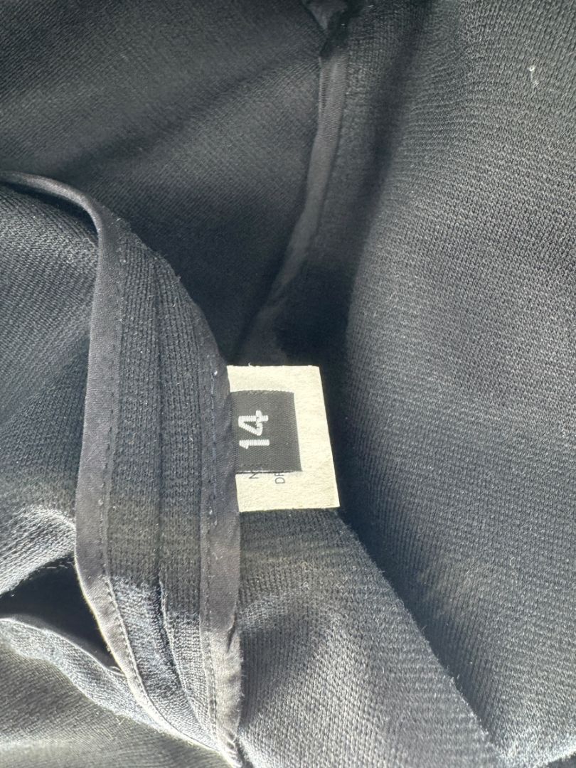 Douglas Hannant Black Wool Wrap Jacket with Nappa Leather Trim – Size 14