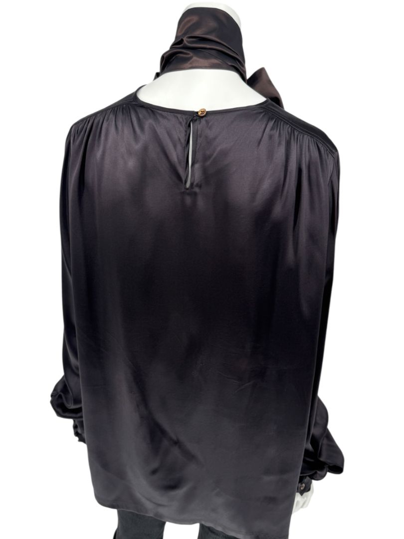 Etro Black Silk Bow-Neck Blouse – Size IT 46 (US 10)