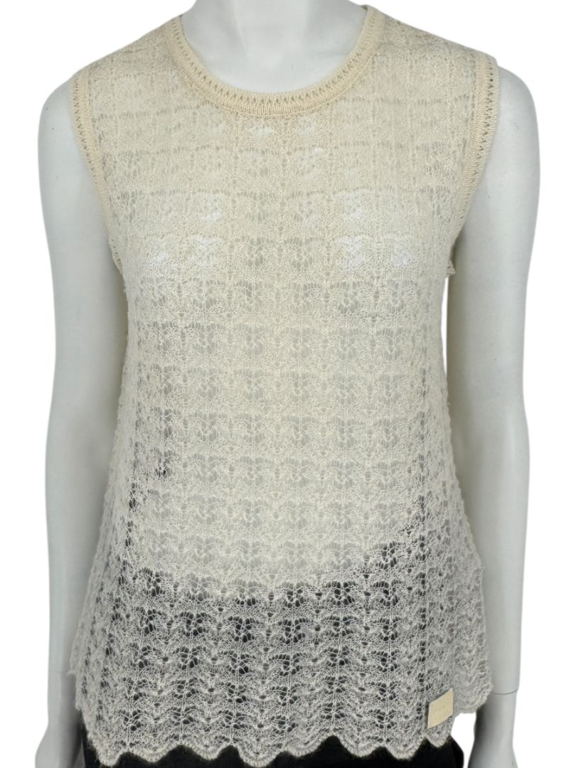 Chanel Ivory Mohair Lace Sleeveless Top – Size 42 (FR)