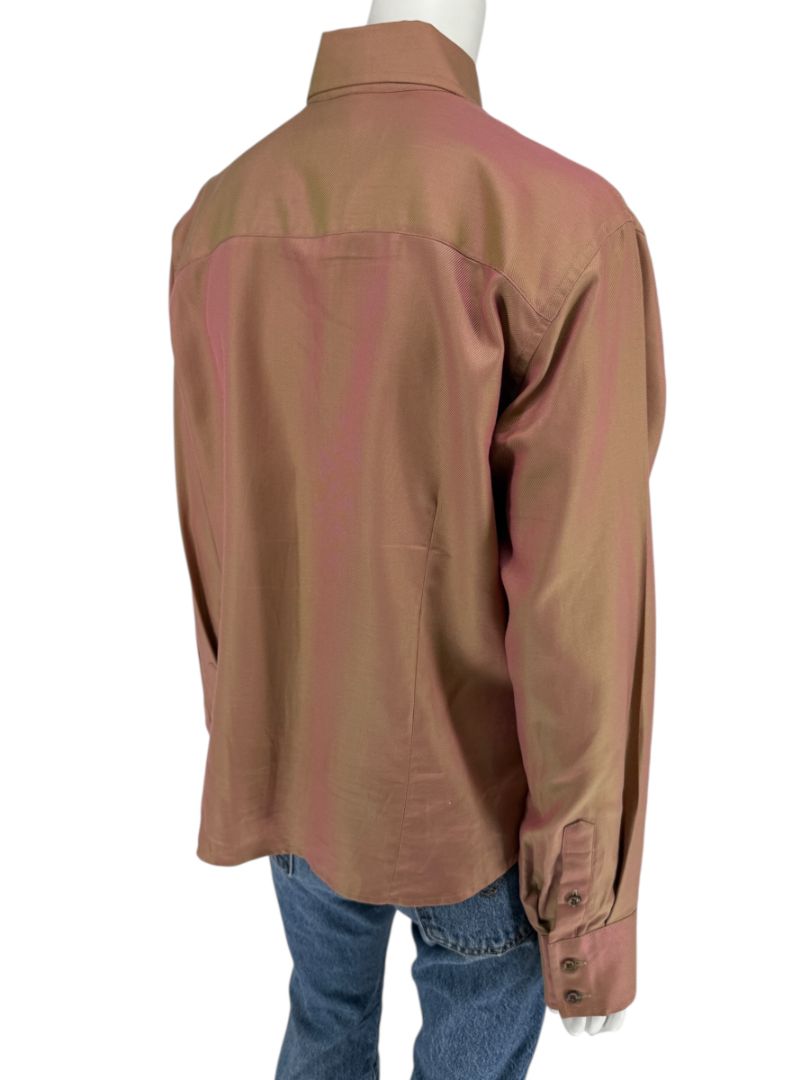 Craig Taylor Copper-Toned Long-Sleeve Button-Down Shirt – Size XL