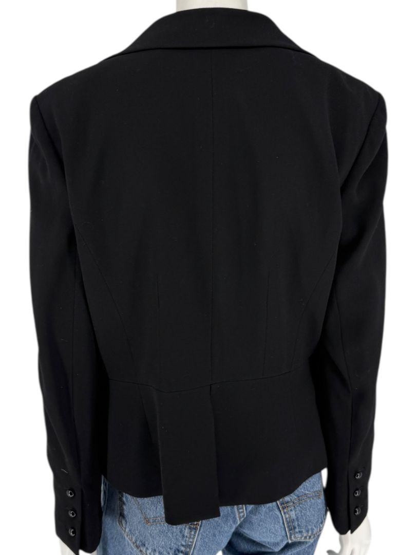 Chanel Black Wool Chain-Closure Tailored Jacket – Size 46