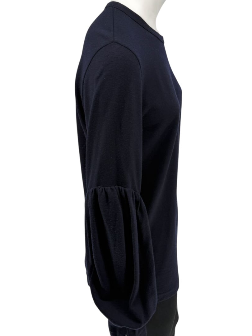 Comme des Garçons Navy Wool Balloon-Sleeve Top – Size L