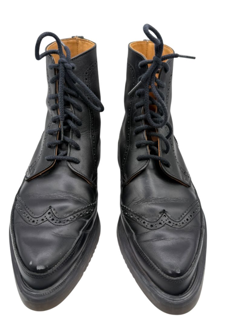 George Cox x Yohji Yamamoto Black Leather Brogue Boots – Size 6.5 Men’s