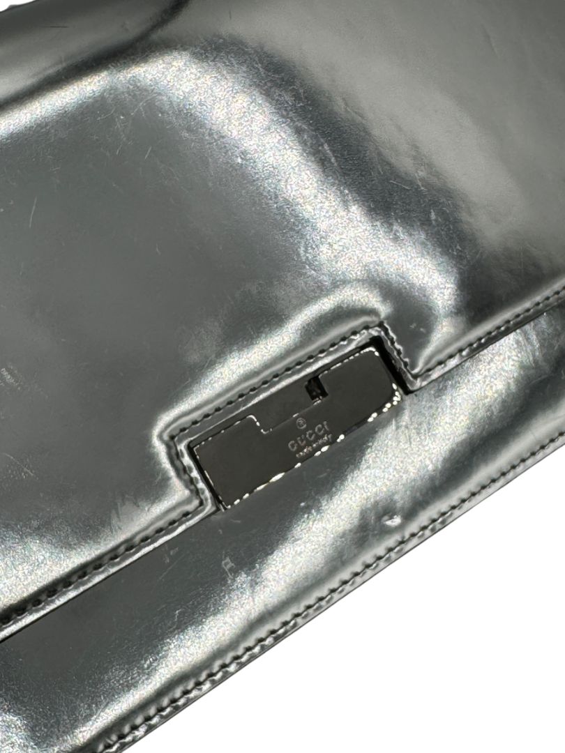 Gucci Metallic Silver Leather Clutch