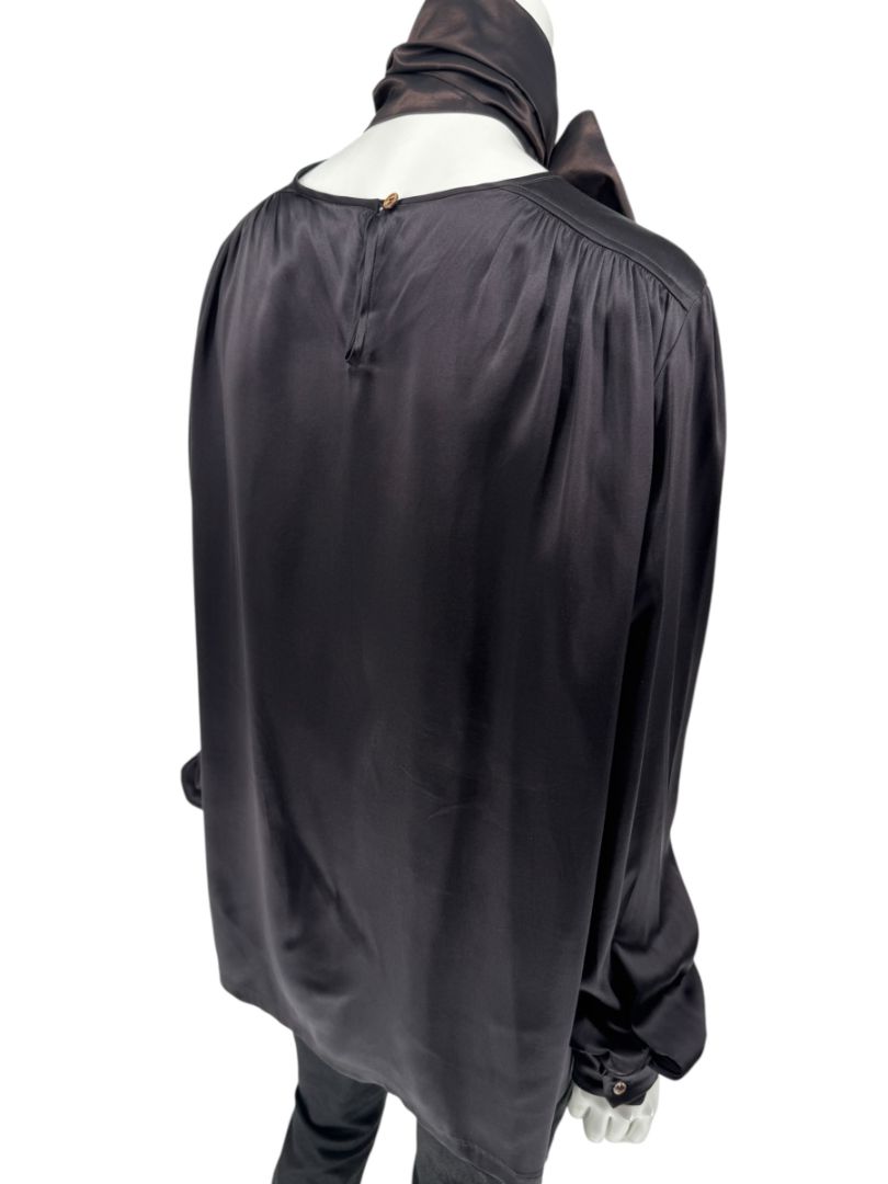 Etro Black Silk Bow-Neck Blouse – Size IT 46 (US 10)