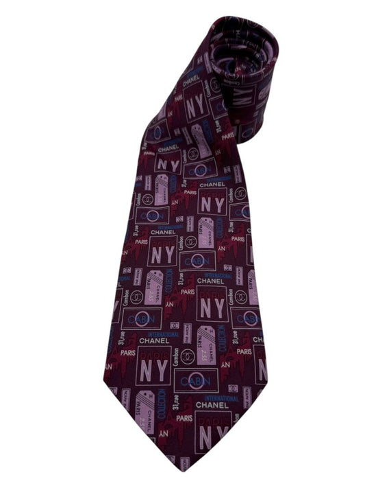 CHANEL International Travel Motif Silk Necktie – Excellent Pre-Owned Condition