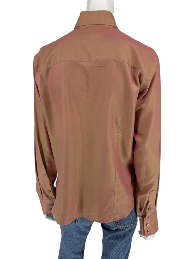 Craig Taylor Copper-Toned Long-Sleeve Button-Down Shirt – Size XL