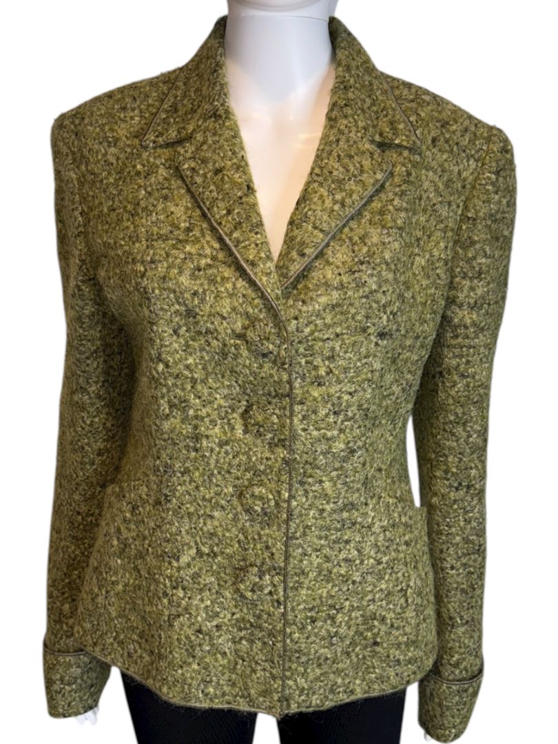 MSIAMO Green Wool Blend Bouclé Jacket – Size 12