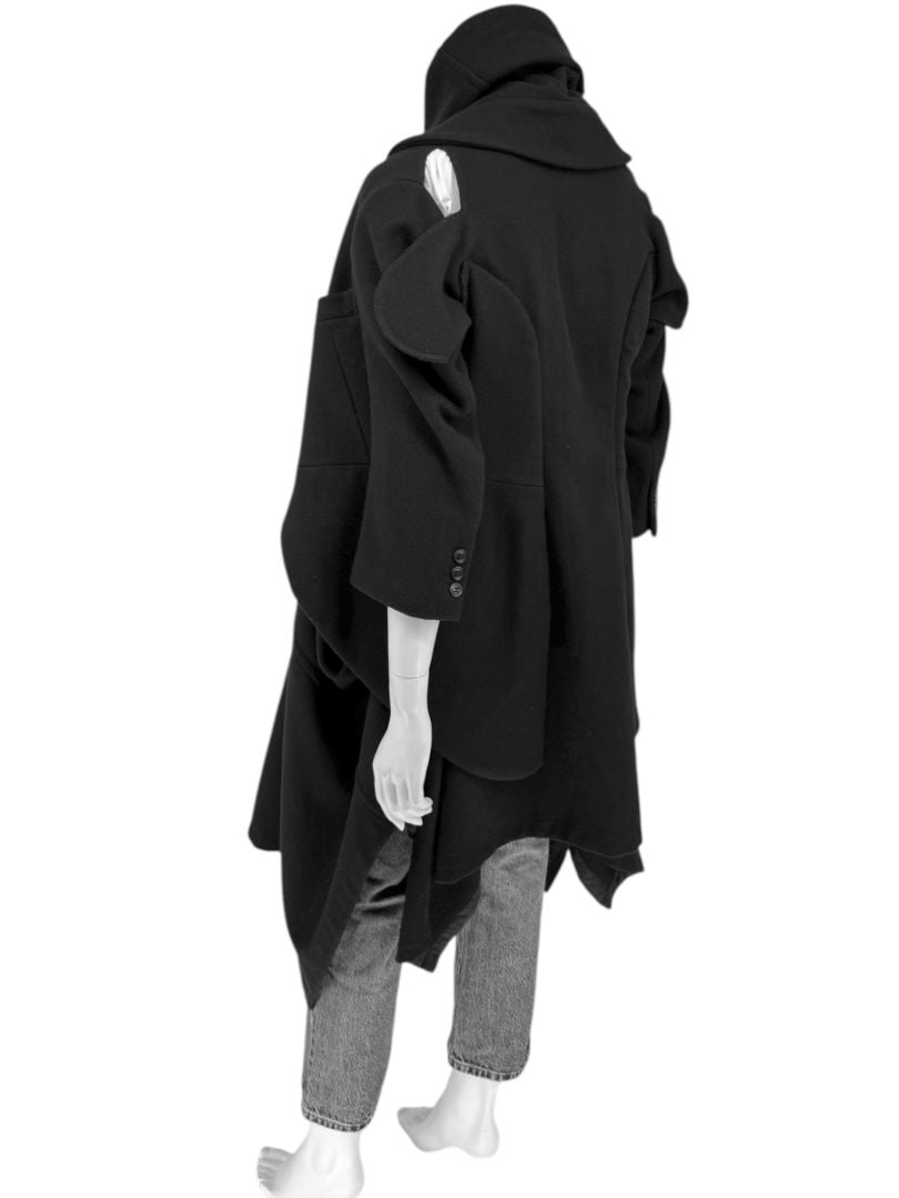 Comme des Garçons Black Wool Sculptural Coat – Fall 2009 – Size S