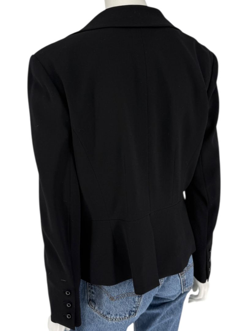 Chanel Black Wool Chain-Closure Tailored Jacket – Size 46