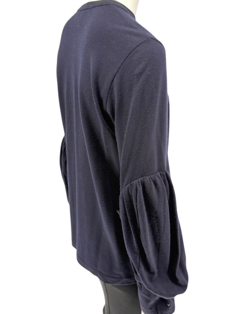 Comme des Garçons Navy Wool Balloon-Sleeve Top – Size L