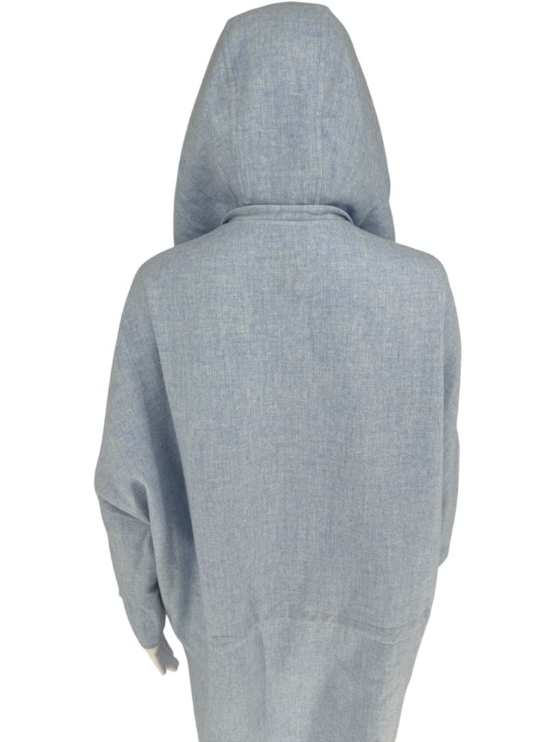 Agnona Light Blue Hooded Wool-Cashmere Coat - Size S