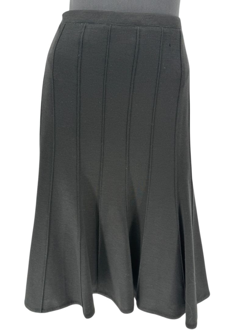Lida Baday Black Wool Knit Fluted Skirt – Size 12