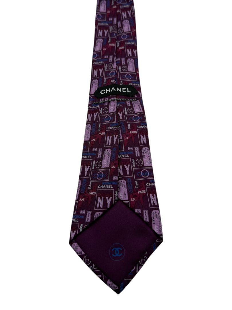 CHANEL International Travel Motif Silk Necktie – Excellent Pre-Owned Condition