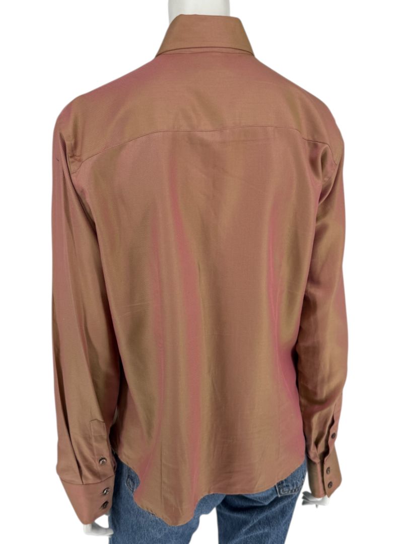 Craig Taylor Copper-Toned Long-Sleeve Button-Down Shirt – Size XL