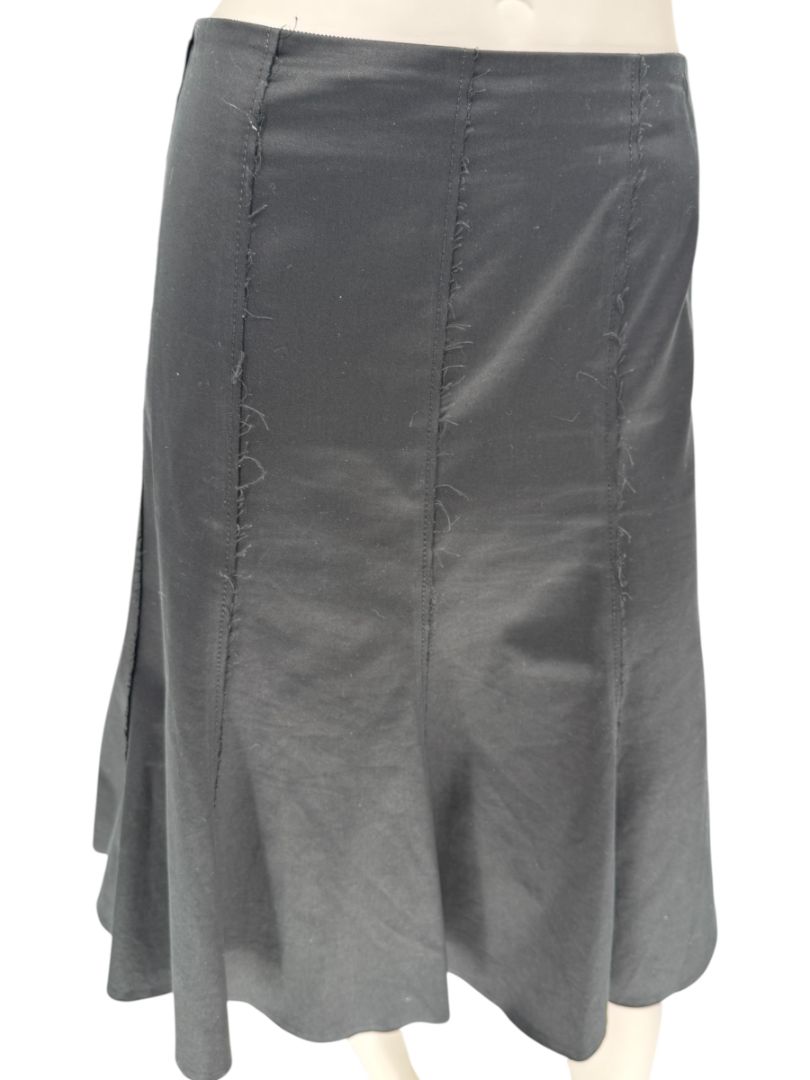 Akris Punto Black Cotton-Stretch Paneled A-Line Skirt –Size: US 12 (F 44 / D 42)