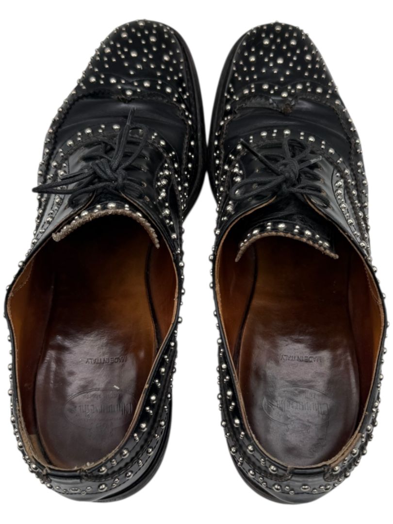 Church’s Black Studded Leather Brogue Oxford Shoes – Mens Size 40