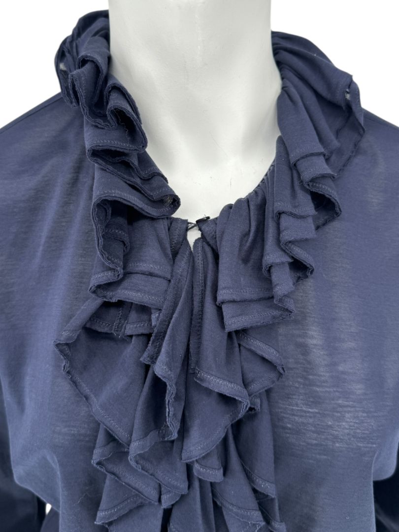 Ralph Lauren Collection Ruffled Cotton Blouse – Navy - Size L