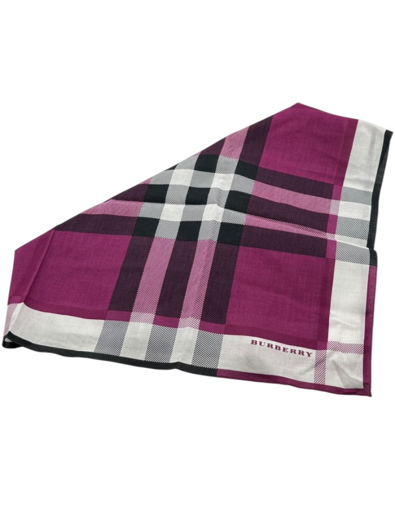 Burberry Pink Check Cotton Square Scarf - 27" x 27"
