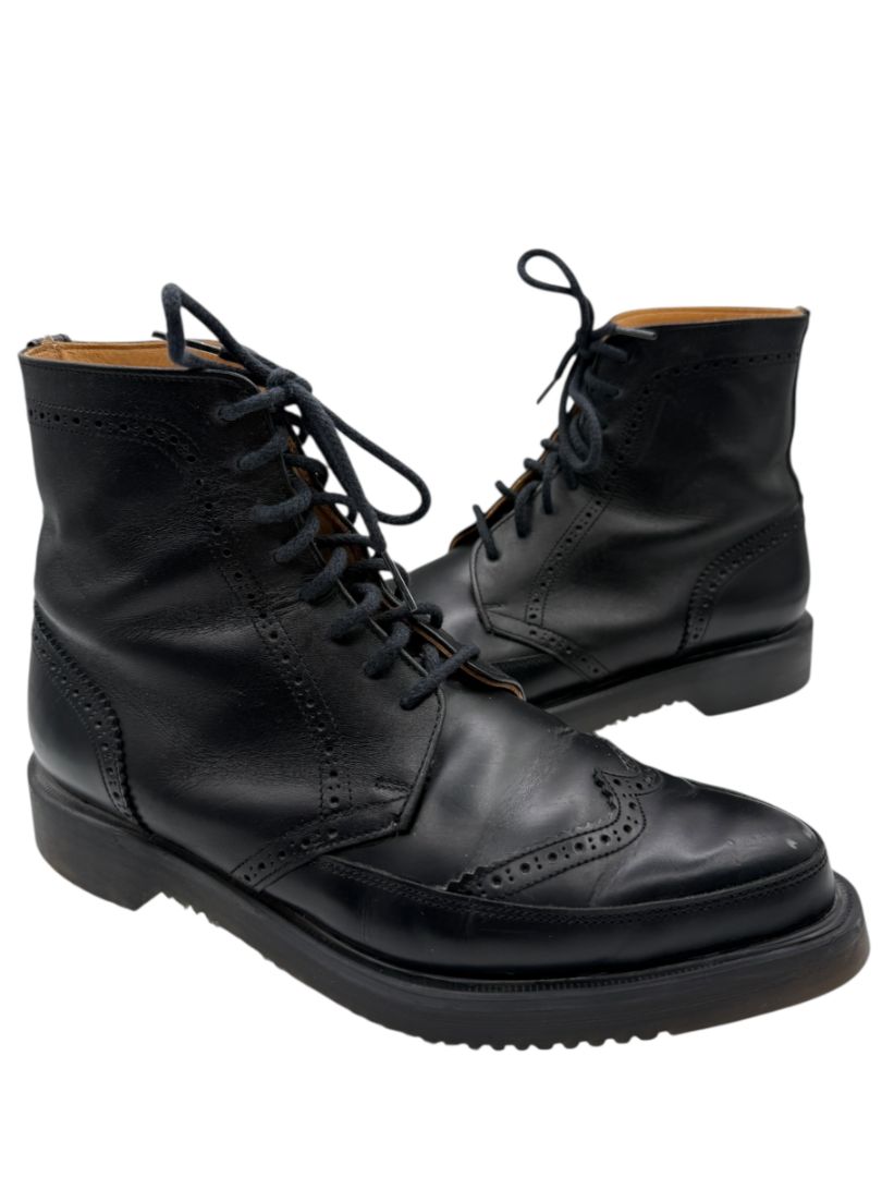 George Cox x Yohji Yamamoto Black Leather Brogue Boots – Size 6.5 Men’s