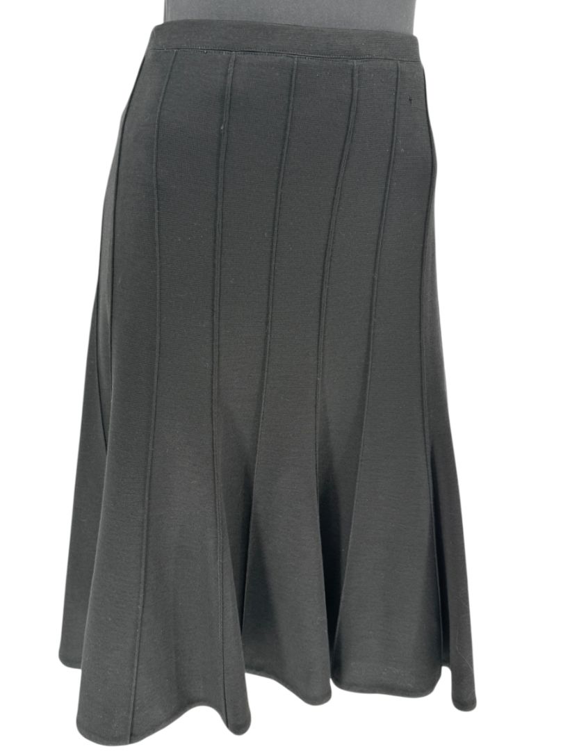 Lida Baday Black Wool Knit Fluted Skirt – Size 12