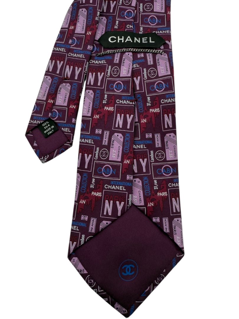 CHANEL International Travel Motif Silk Necktie – Excellent Pre-Owned Condition
