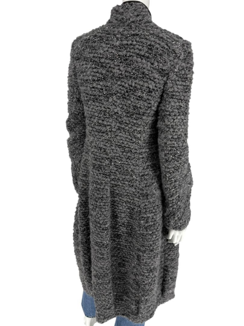 Armani Collezioni Gray Bouclé Knit Coat – Size 10