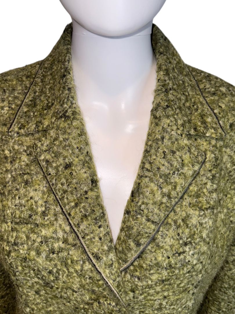 MSIAMO Green Wool Blend Bouclé Jacket – Size 12