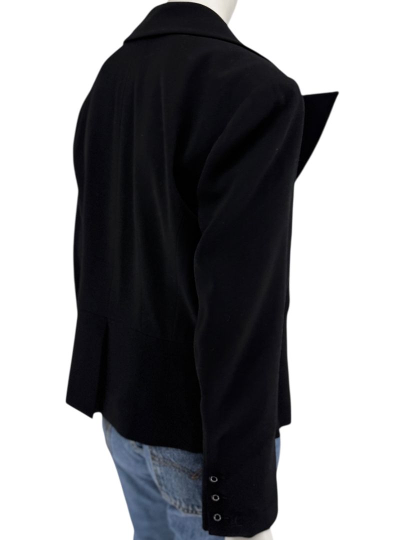 Chanel Black Wool Chain-Closure Tailored Jacket – Size 46