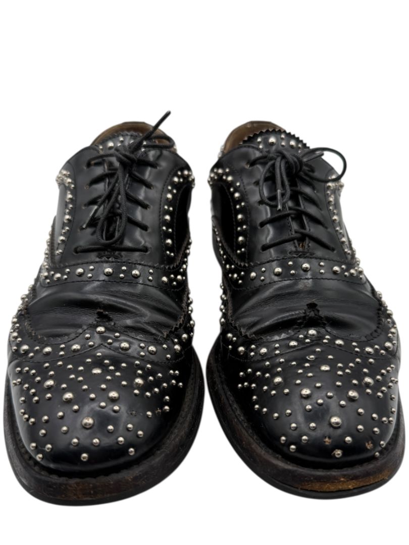 Church’s Black Studded Leather Brogue Oxford Shoes – Mens Size 40