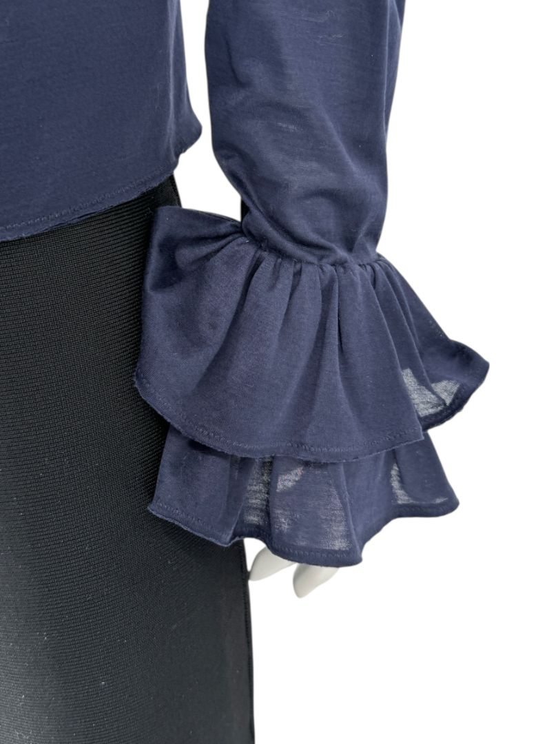 Ralph Lauren Collection Ruffled Cotton Blouse – Navy - Size L