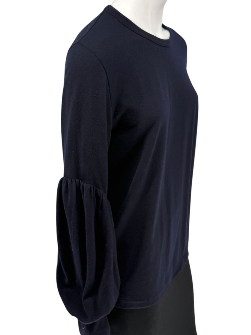 Comme des Garçons Navy Wool Balloon-Sleeve Top – Size L