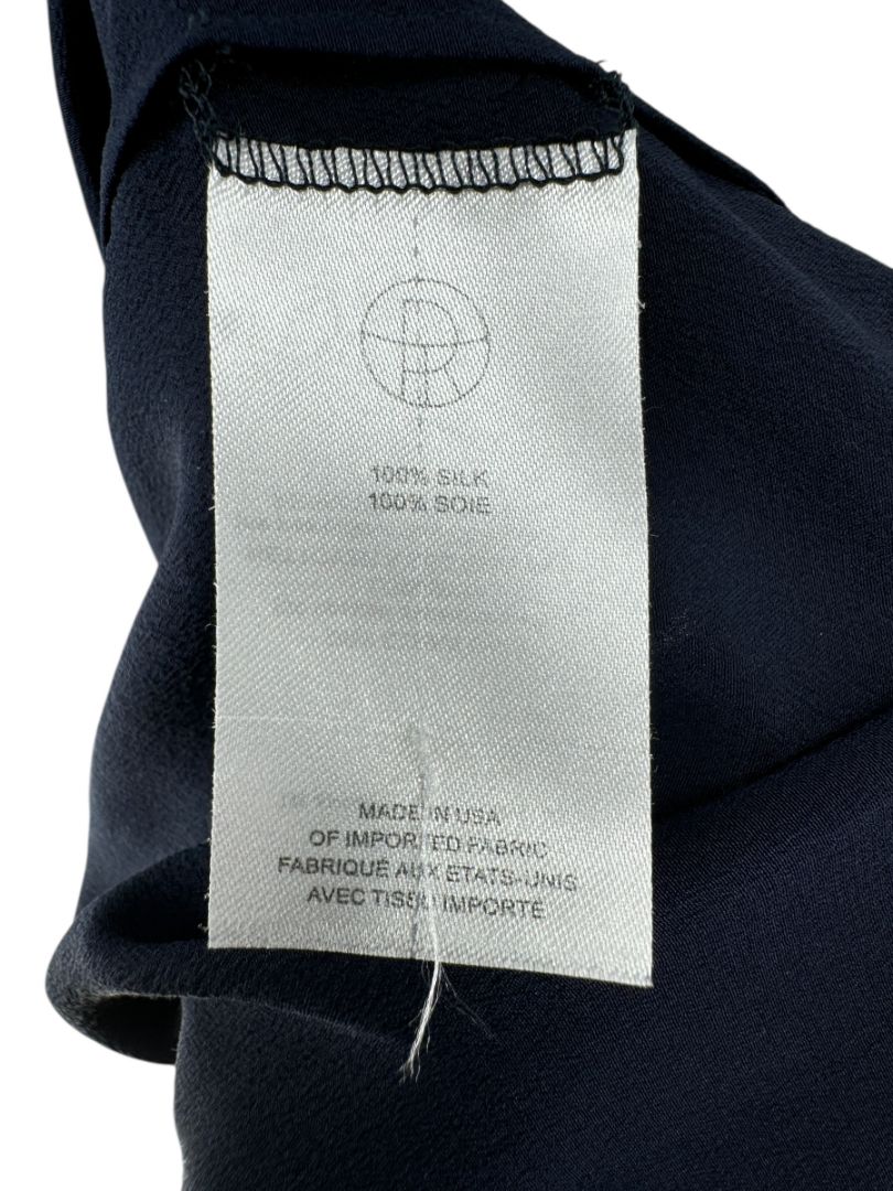 The Row Navy Silk Button-Up Blouse – Size 6