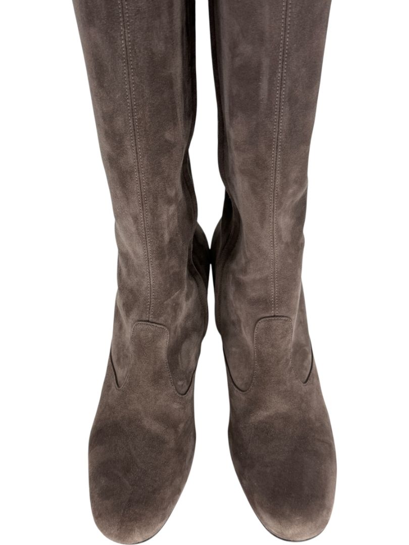 Saint Laurent Taupe Suede Over-the-Knee Boots – Size 39.5