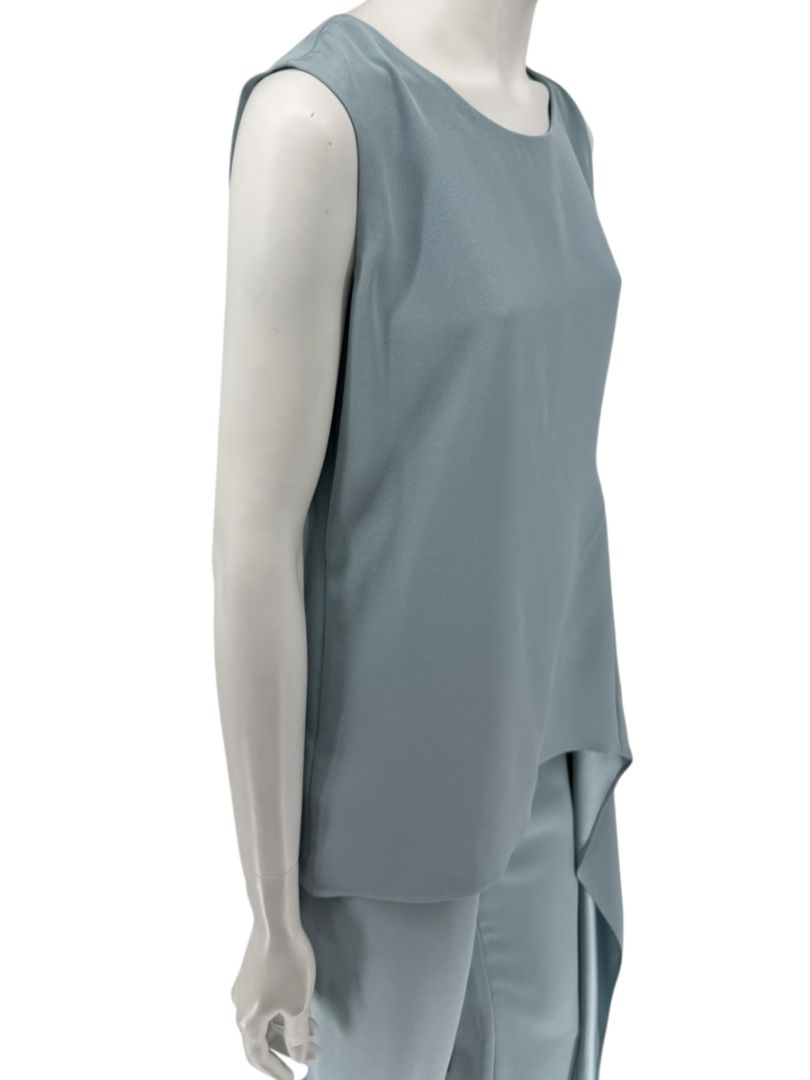 Pamella Roland Blue Draped Tunic & Pants Set Women’s Evening Formal 2 Piece – Size L