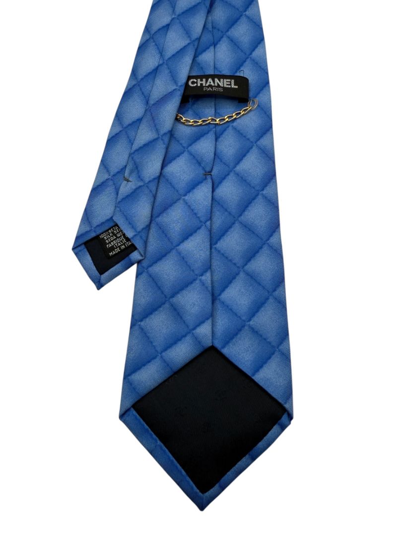 CHANEL Quilted Pattern Silk Necktie – Excellent Pre-Owned Condition