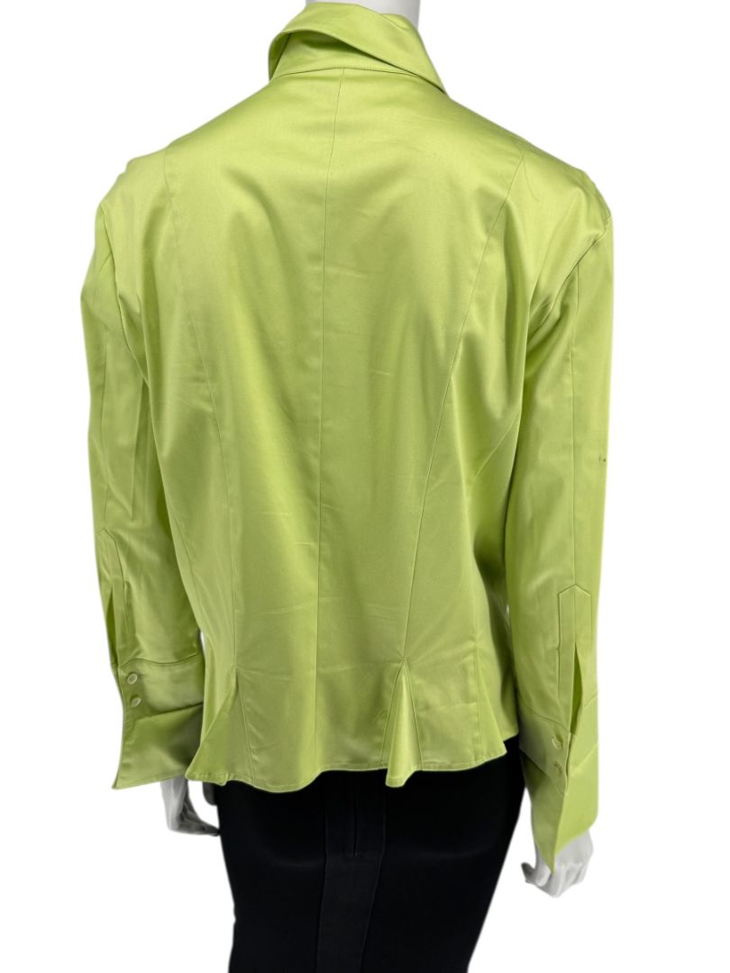 Escada Lime Green Cotton Blend Tailored Blouse – Size 42