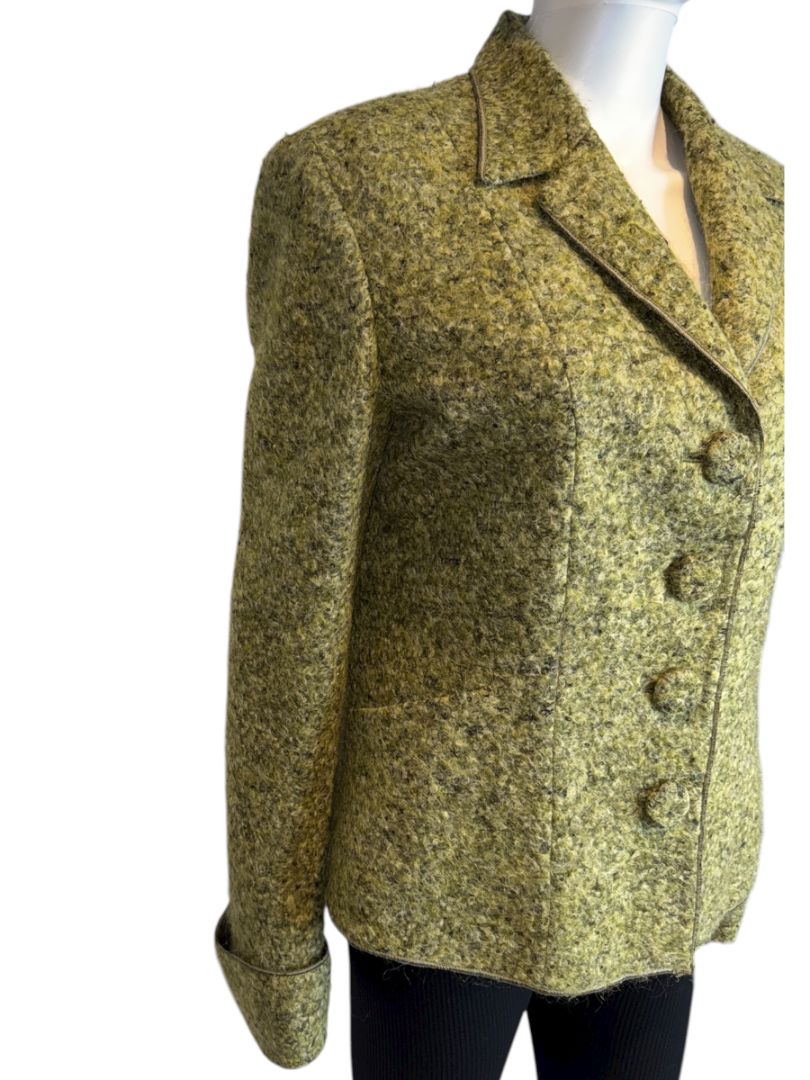 MSIAMO Green Wool Blend Bouclé Jacket – Size 12