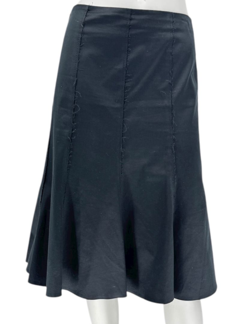 Akris Punto Black Cotton-Stretch Paneled A-Line Skirt –Size: US 12 (F 44 / D 42)