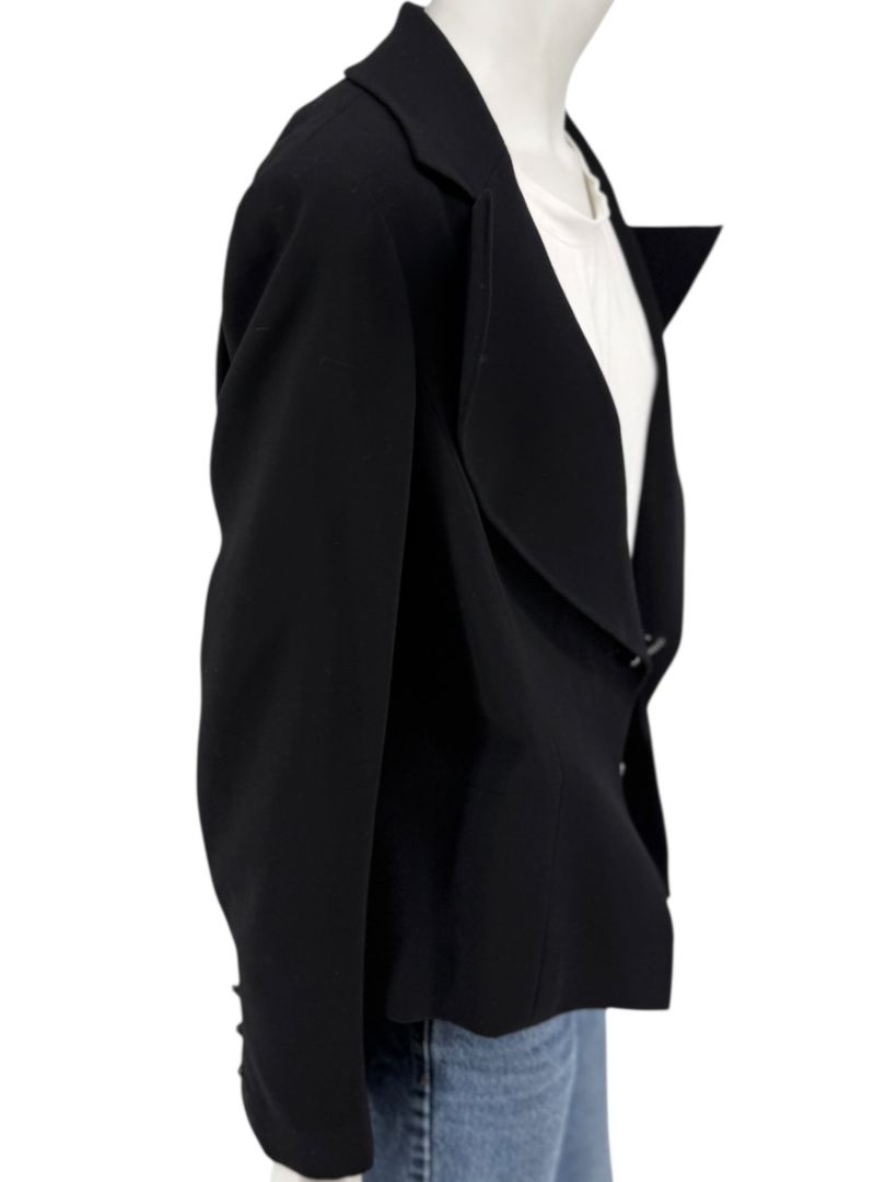 Chanel Black Wool Chain-Closure Tailored Jacket – Size 46