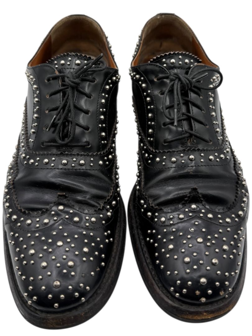 Church’s Black Studded Leather Brogue Oxford Shoes – Mens Size 40