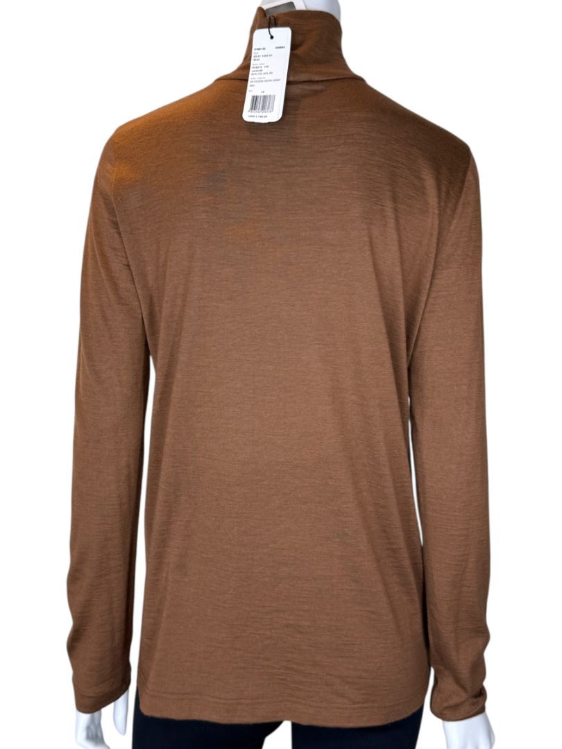 Akris Caramel Cashmere-Silk Turtleneck – Size 12