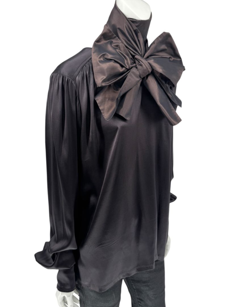 Etro Black Silk Bow-Neck Blouse – Size IT 46 (US 10)