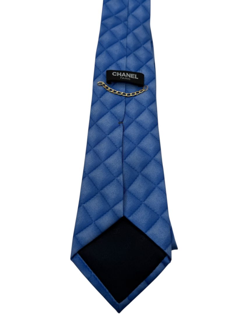 CHANEL Quilted Pattern Silk Necktie – Excellent Pre-Owned Condition