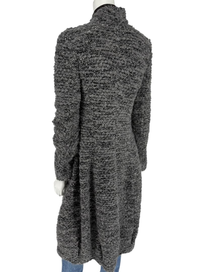 Armani Collezioni Gray Bouclé Knit Coat – Size 10