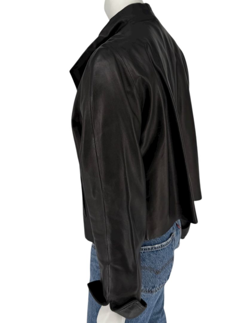 Peter Cohen Black Leather Cropped Jacket – Size M