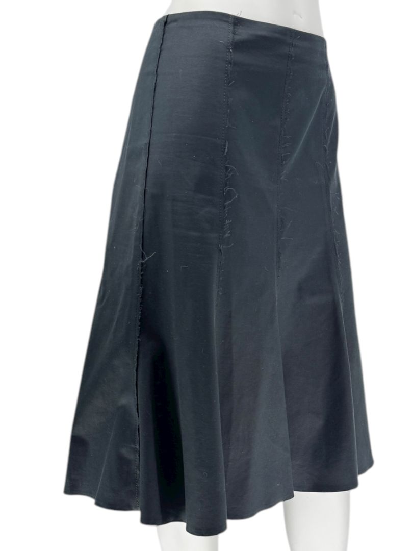 Akris Punto Black Cotton-Stretch Paneled A-Line Skirt –Size: US 12 (F 44 / D 42)